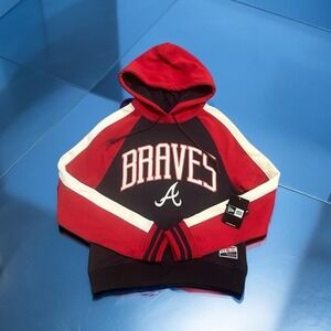 New Era Atlanta Braves Women's Hoodie Small Color Block Pullover MLB Script NWT